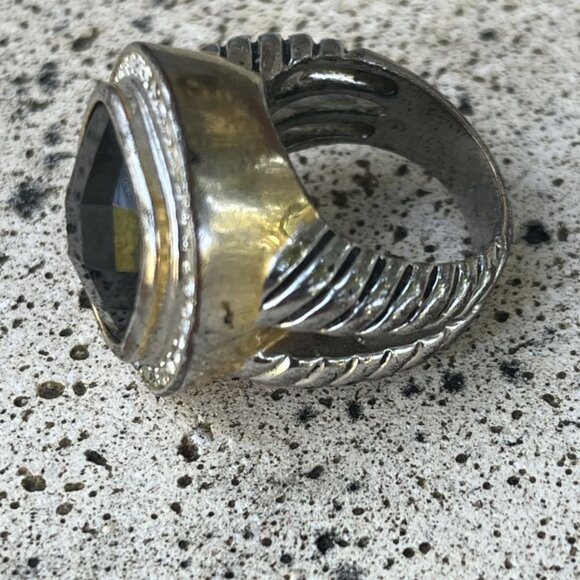 Black Faceted Cocktail Ring - Sz. 8-1/2 - Picture 5 of 6